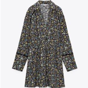 Zara colorful ditsy flowers long sleeve shirtdress NWT